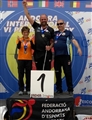 Podio Dell'indoor18 Metr iIndividuale V1 Con Loredana (argento) affiancata Al Belga Vanhollebecke (oro) E L'andorrano Casellas (bronzo)